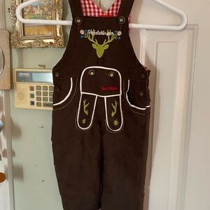 Toddler German Bondi Lederhosen Herzbub Overalls Romper Size 12-18 Months